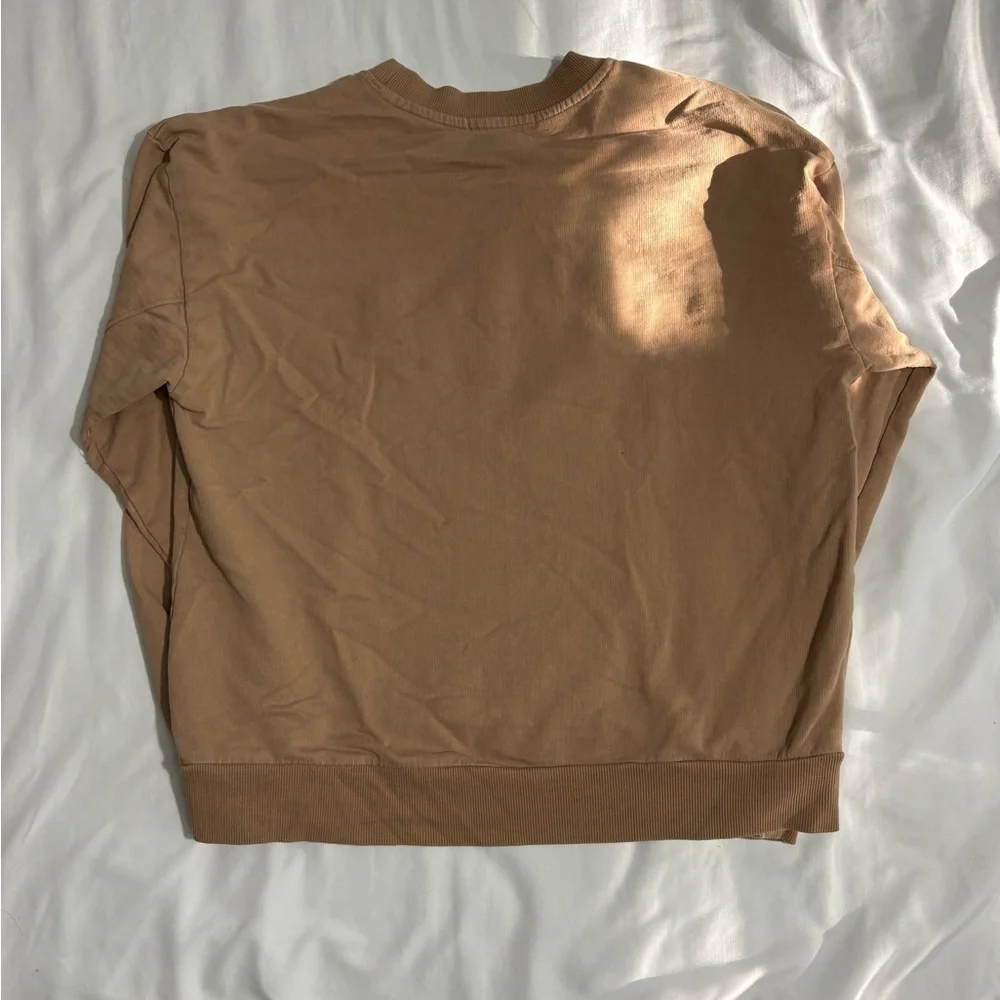 Forever 21 Brown Crewneck Sweater with Yellow Lettering - Picture 2 of 3